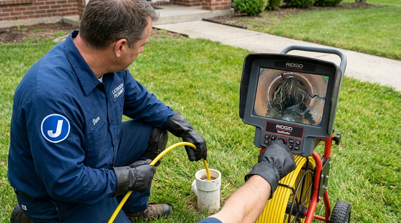 Sewer camera inspection being performed by Johns Plumbing LLC in Charlestown