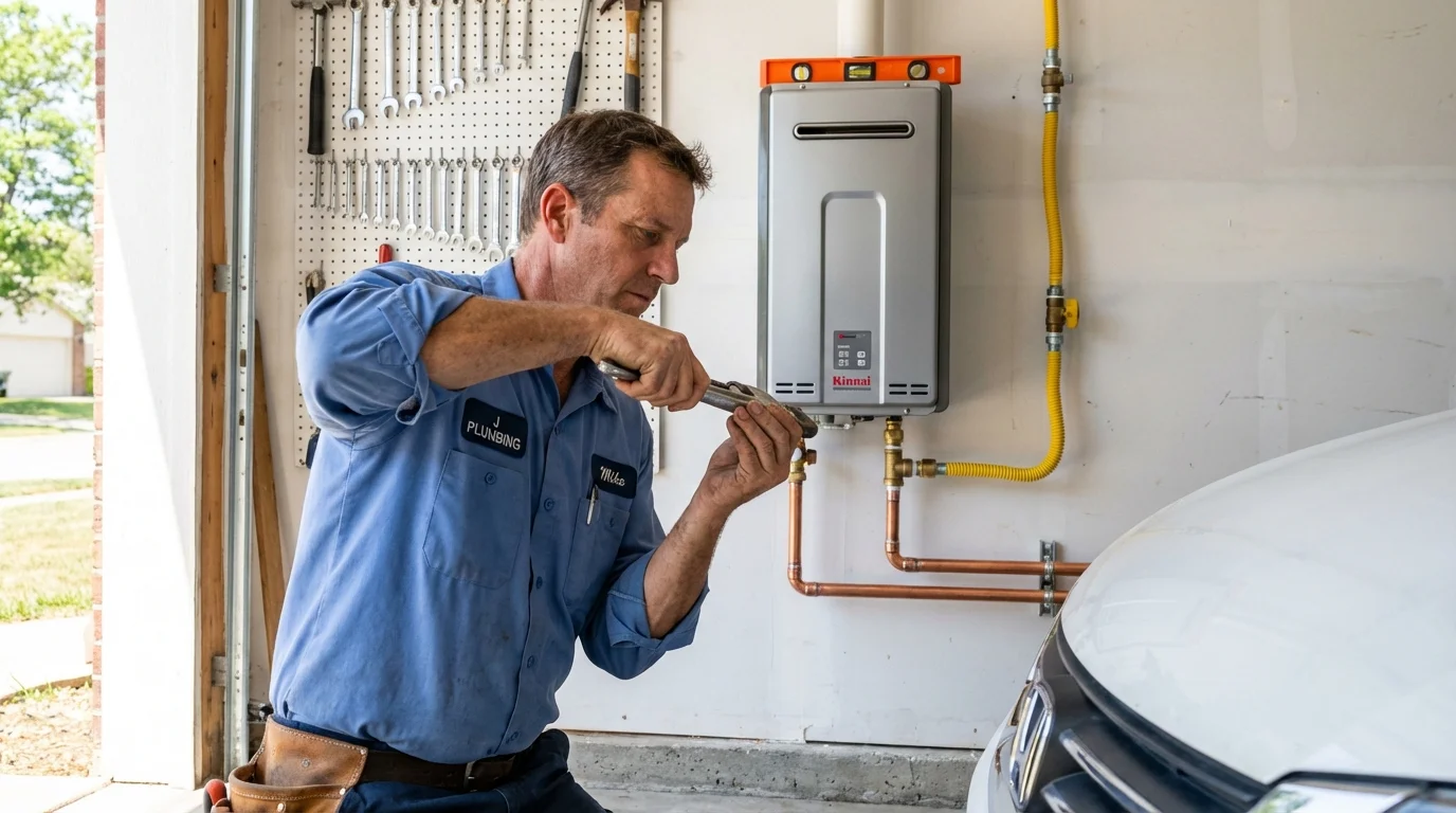 Tankless water heater installation by a Johns Plumbing LLC plumber in Charlestown